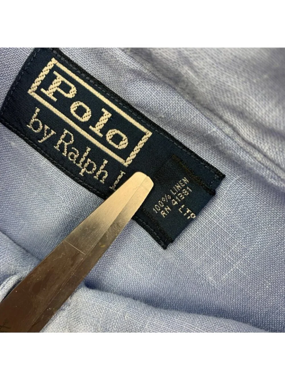 VTG Polo Ralph Lauren Men's 100% Linen L/S Button Work Shirt Light Blue • XL